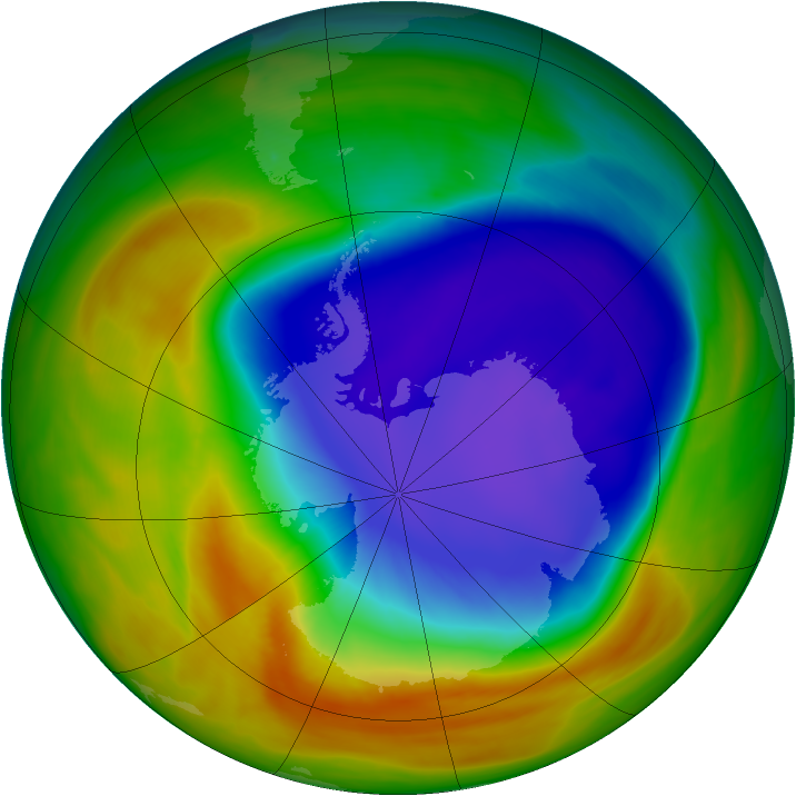 Antarctic ozone map for 14 October 2007